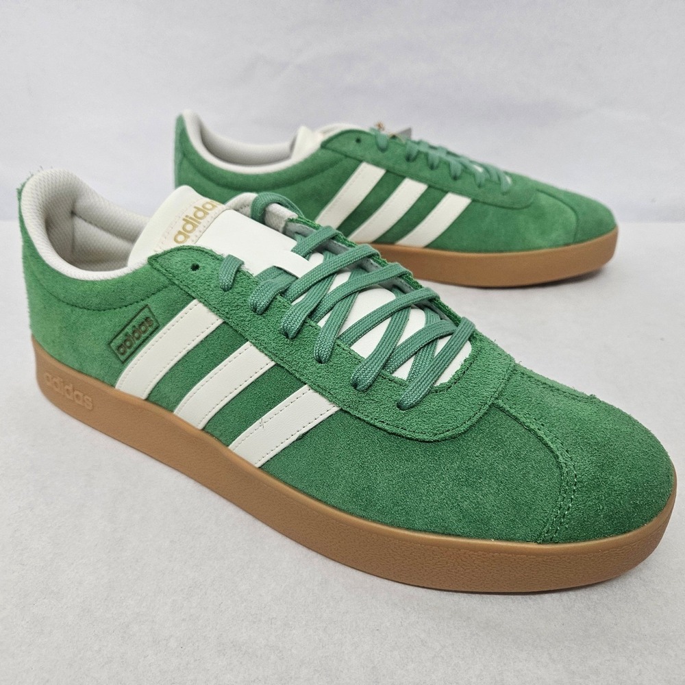 Adidas VL Court 2.0 Casual Sneakers JH5077 Green Suede Gum Sole Men Size 10 - Picture 2 of 10
